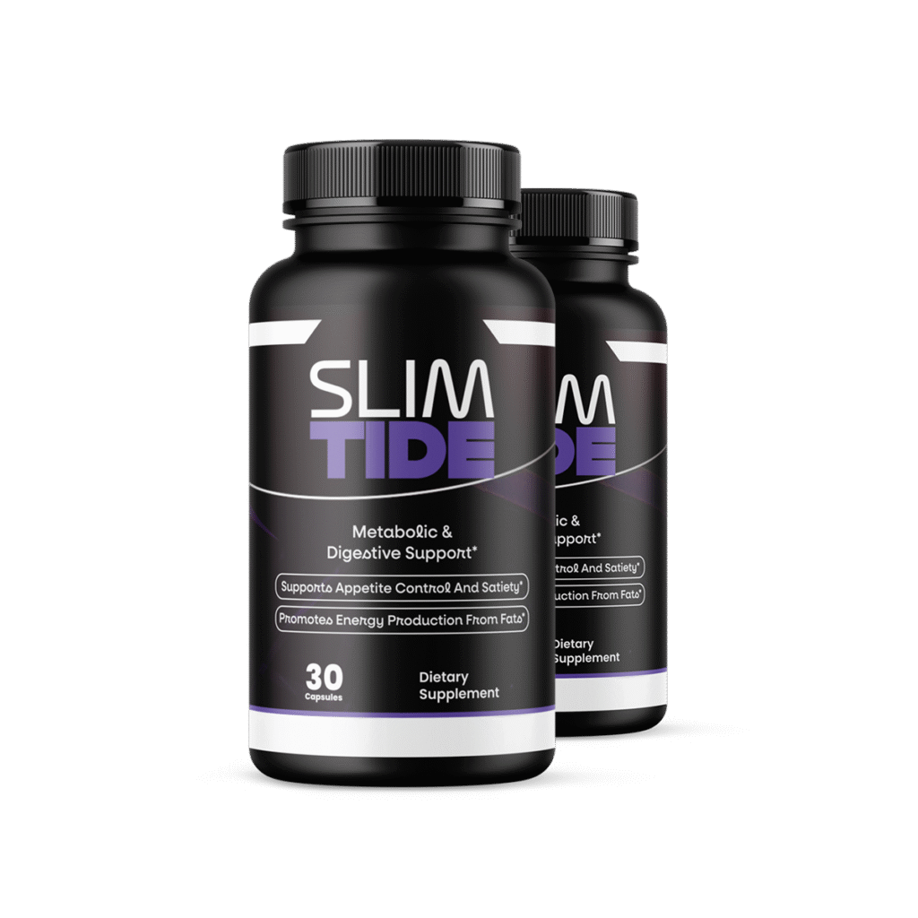 Two bottles of Slimtide metabolic support capsules displayed together