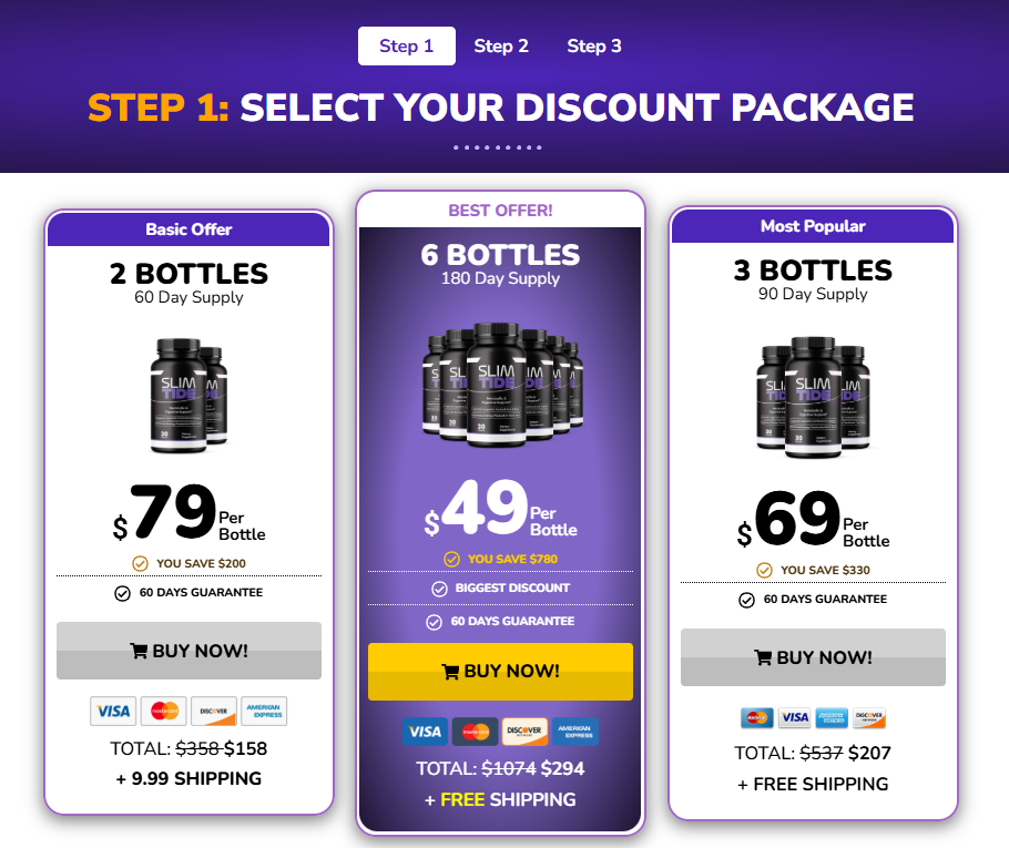 Slimtide pricing and bundle offers for metabolic support supplement