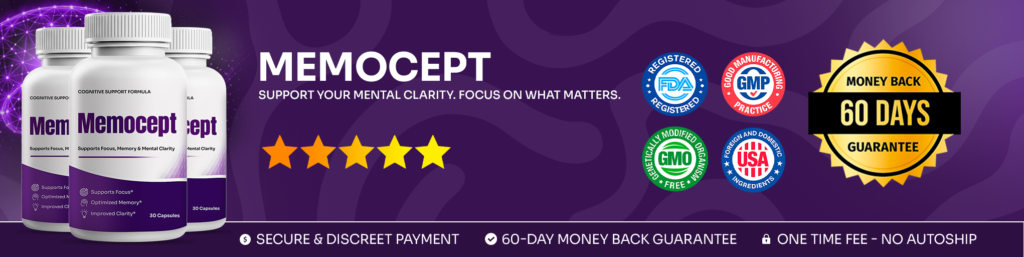Memocept supplement banner for memory, focus, mental clarity, and cognitive wellness