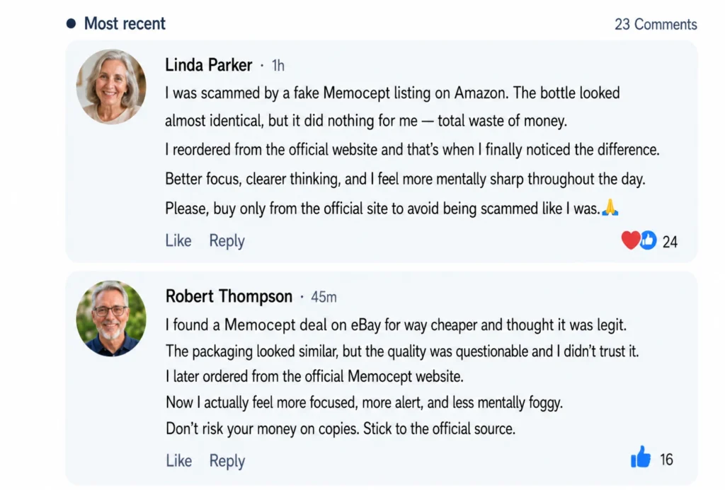Warning that authentic Memocept is not sold through Amazon, eBay, or unauthorized marketplaces