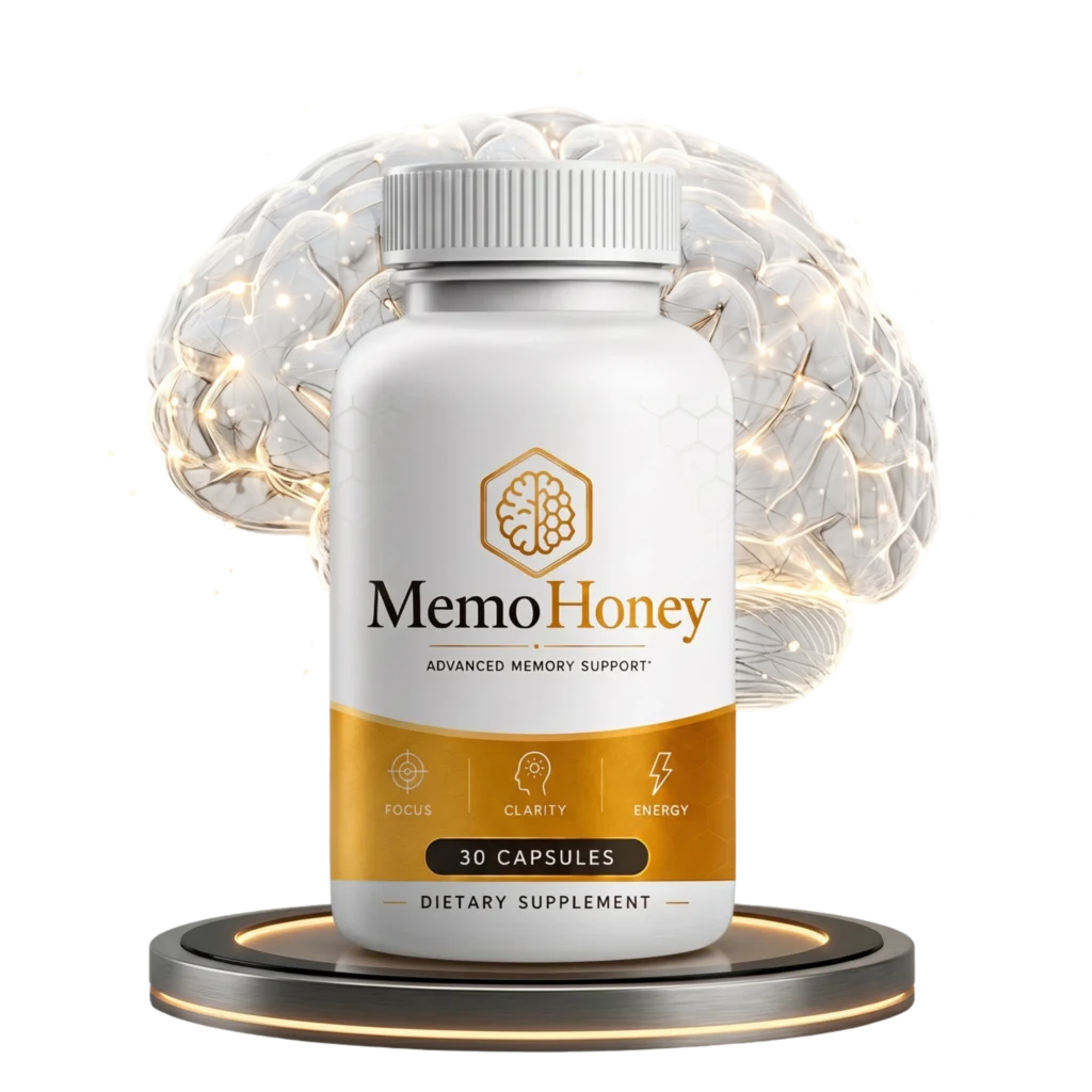 MemoHoney supplement bottles reviewed for memory, focus and cognitive support
